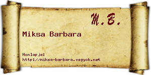 Miksa Barbara névjegykártya